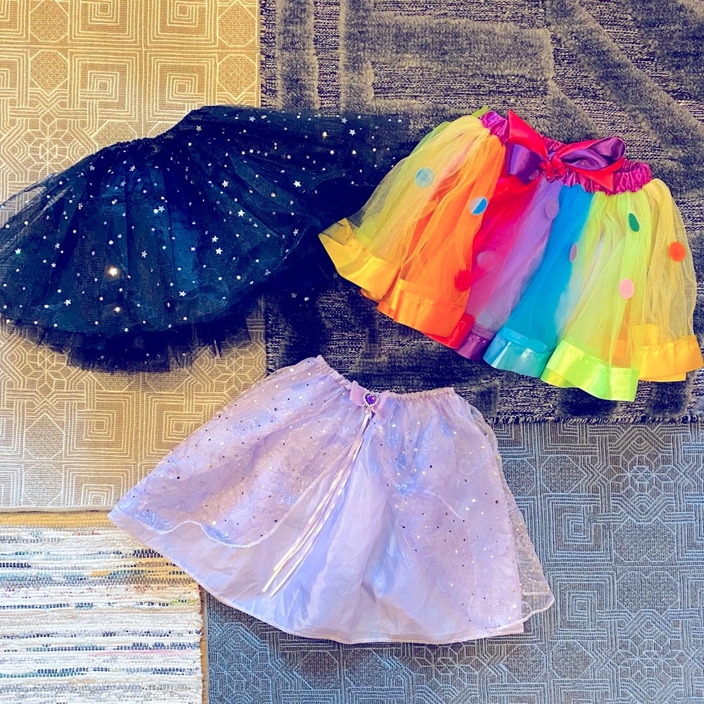 Bundle of 3T-6T Toddler Dress-Up Dance Tulle Sparkle Skirts w/ Elastic Waists